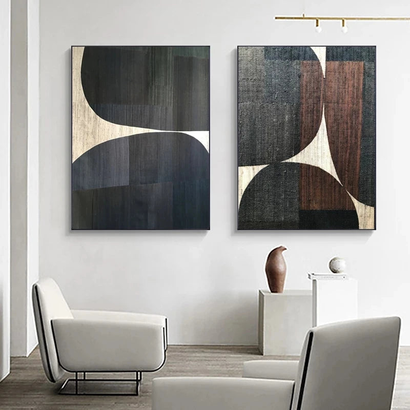 Retro Black Geometry Canvas Wall Art