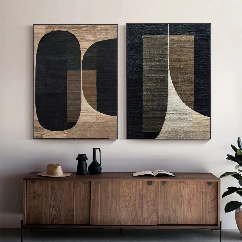Retro Black Geometry Canvas Wall Art