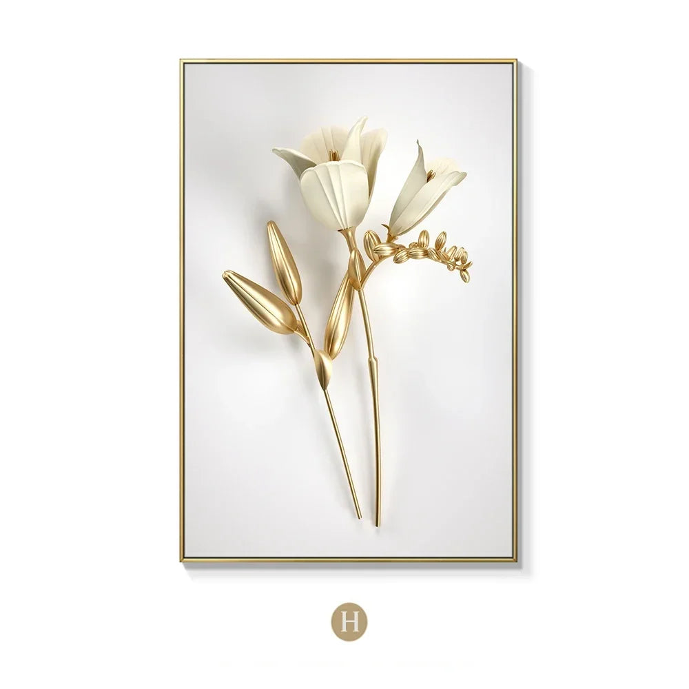 Scandinavian Gold Botanical Wall Art