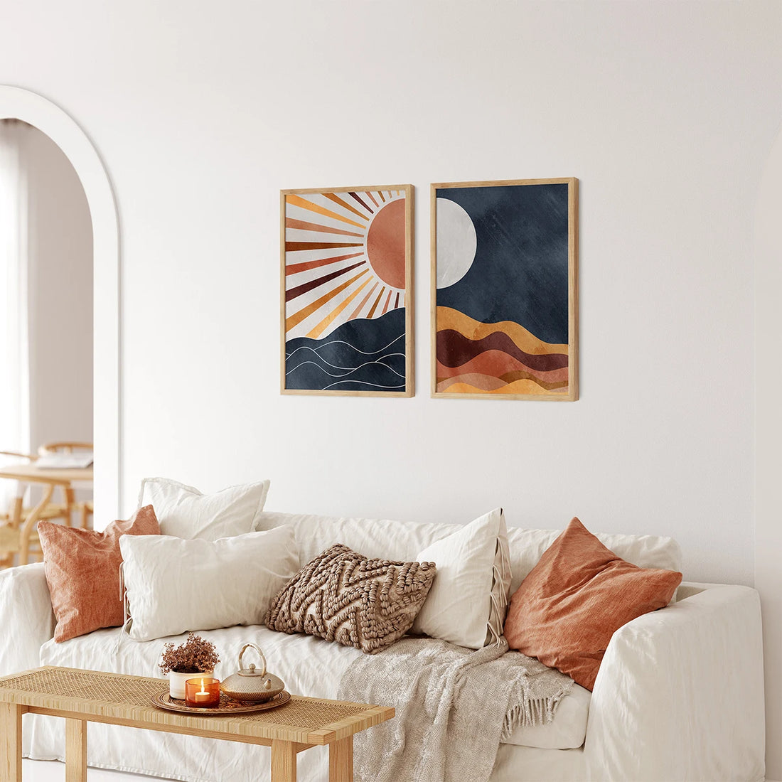 2PCS Boho Sun Moon Canvas Set