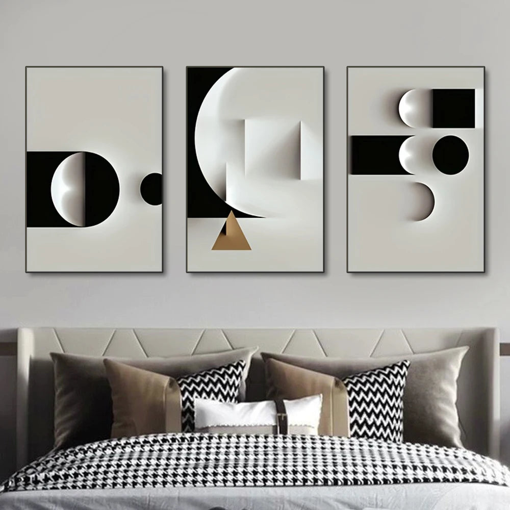 Black & White Geometric Abstract Canvas Poster