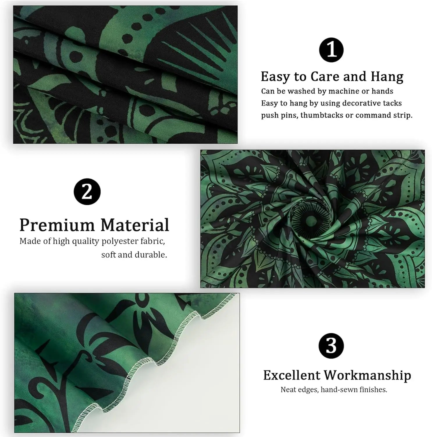 Green Mandala Boho Wall Tapestry