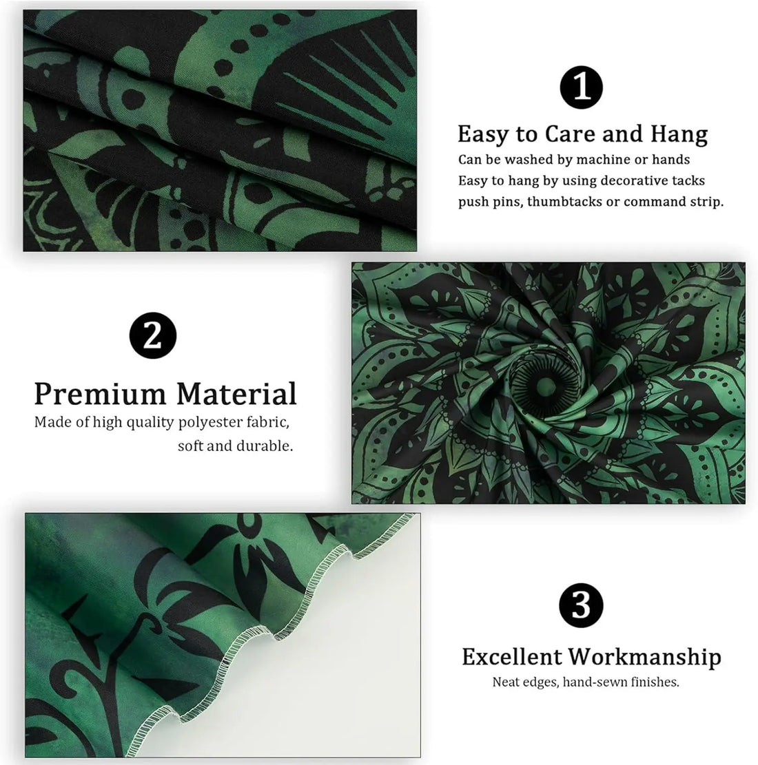 Green Mandala Boho Wall Tapestry