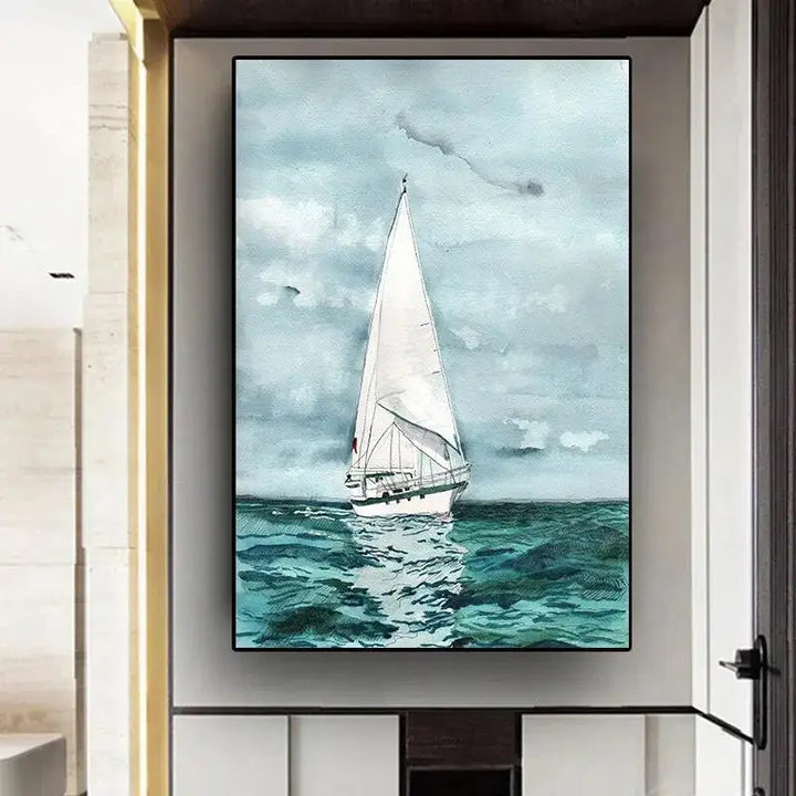 Nordic Sailboat Seascape Canvas Print