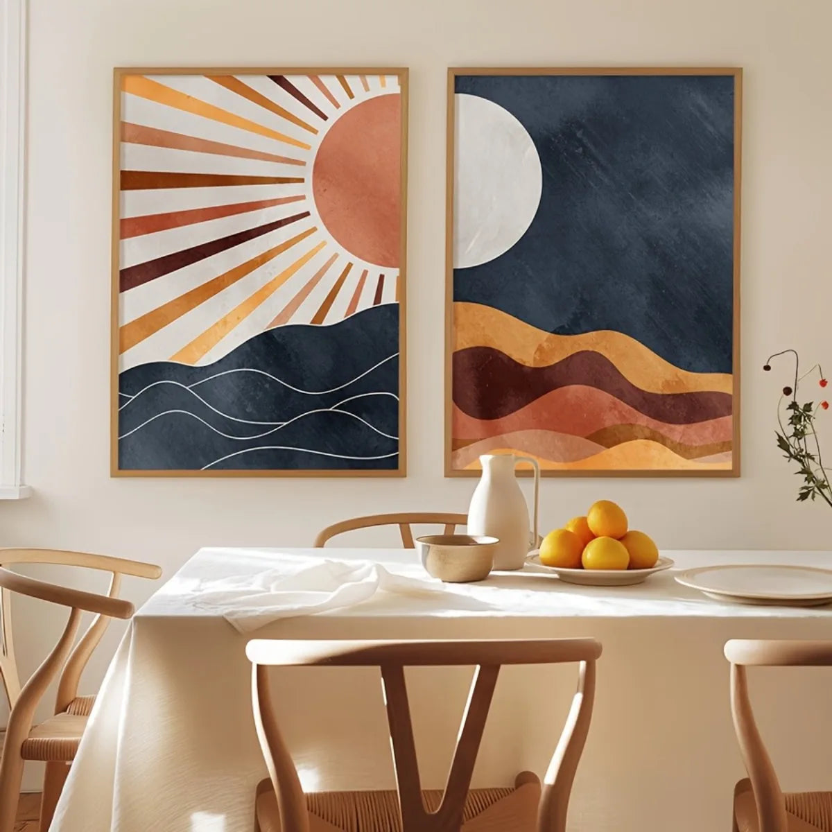 2PCS Boho Sun Moon Canvas Set