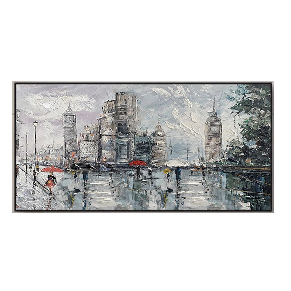 Abstract Cityscape Oil Painting Canvas