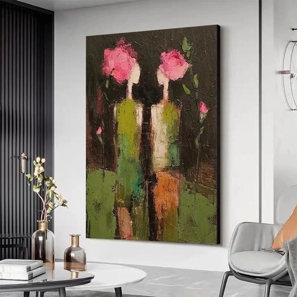 Hand-Painted Golden Line Abstract Oil Painting
