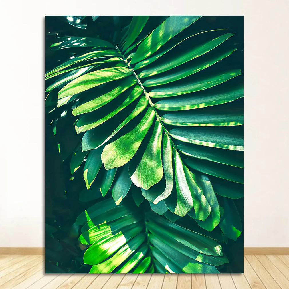Green Monstera Palm Leaf Canvas Print