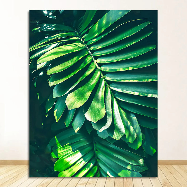 Green Monstera Palm Leaf Canvas Print