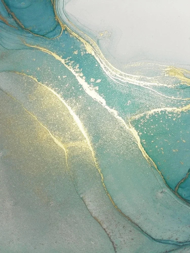 Turquoise Gold Marble Abstract Canvas Art