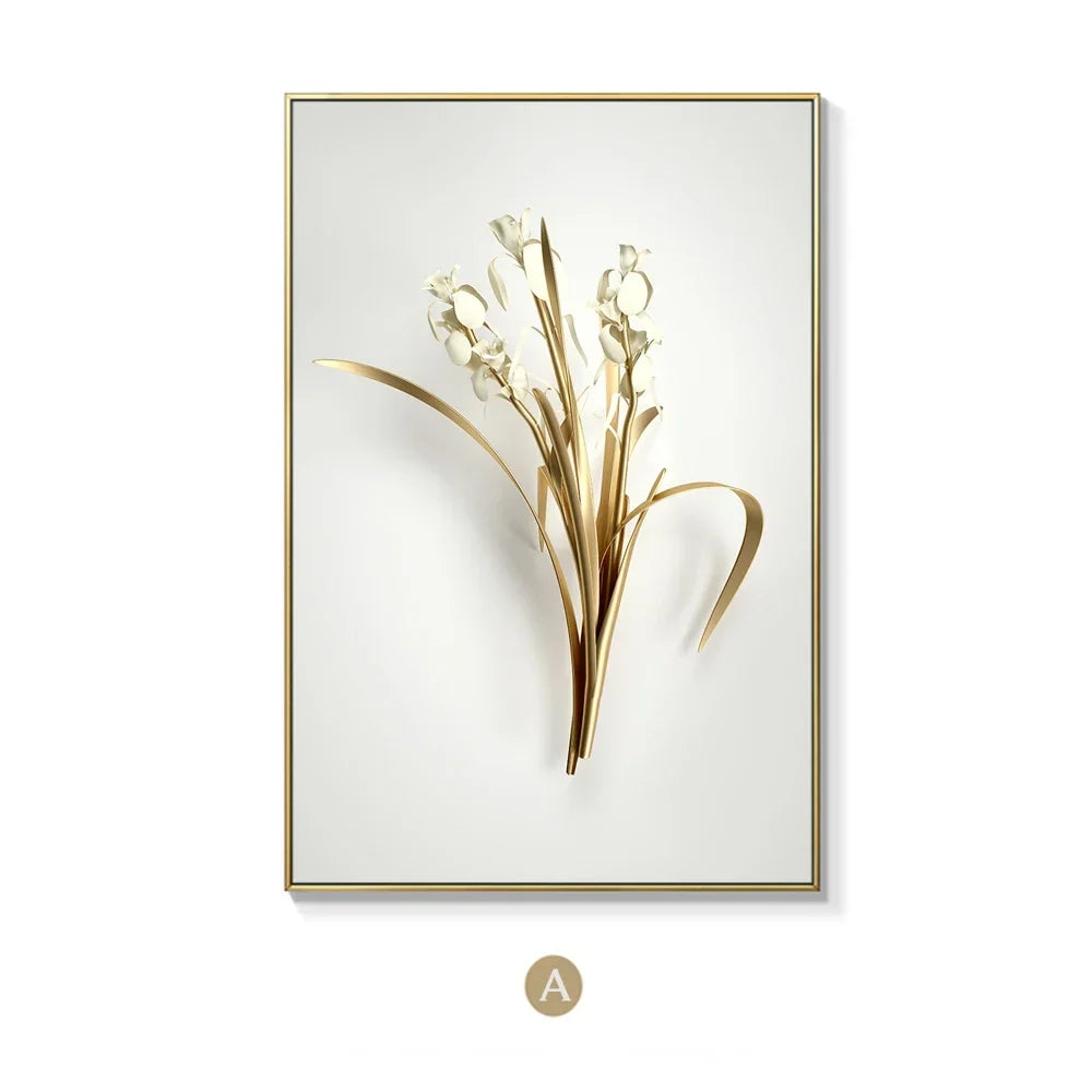 Scandinavian Gold Botanical Wall Art