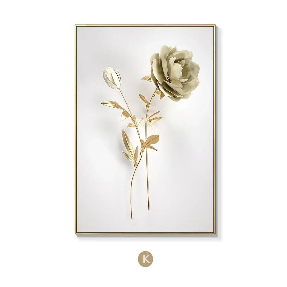 Scandinavian Gold Botanical Wall Art