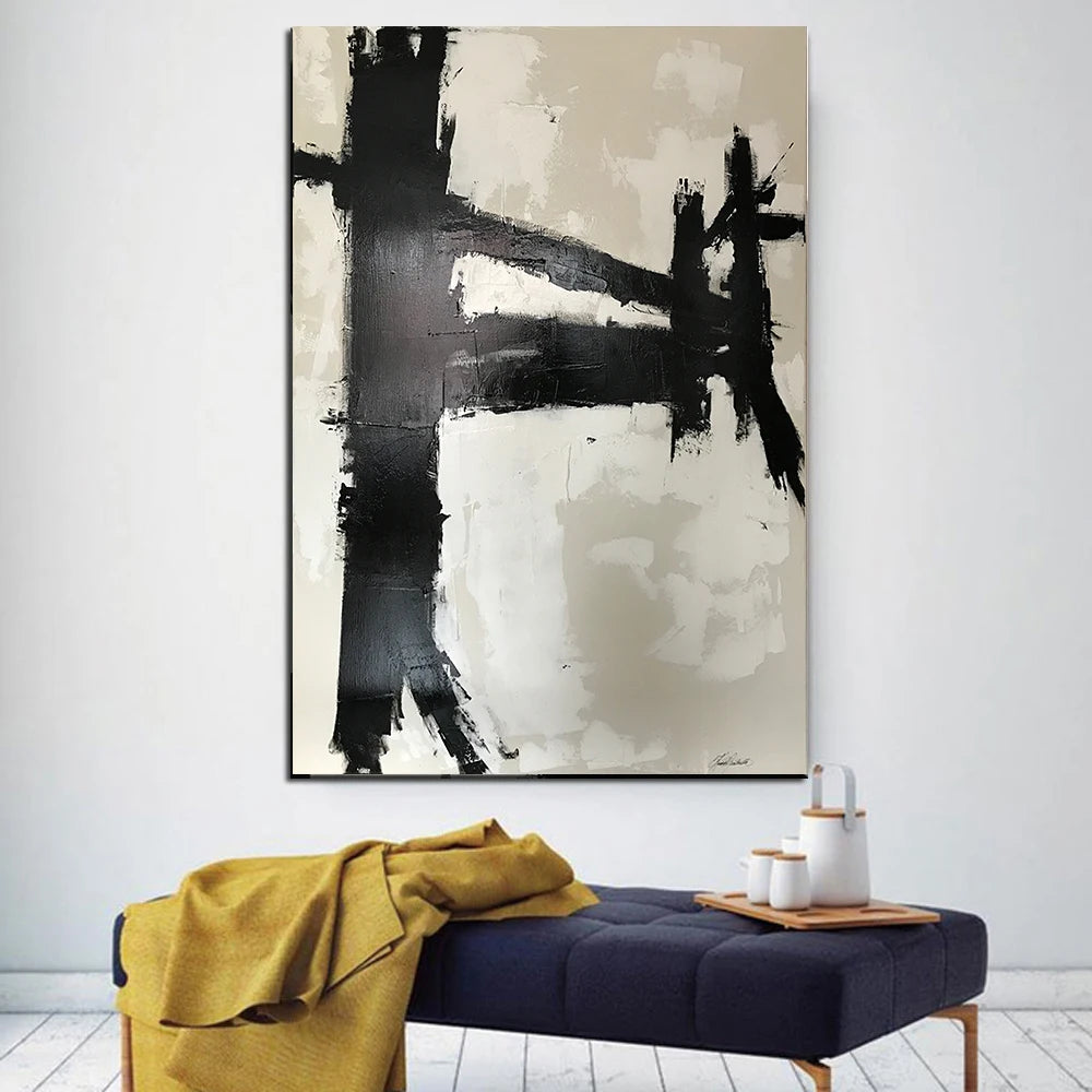 Modern Black & White Plant Canvas Poster