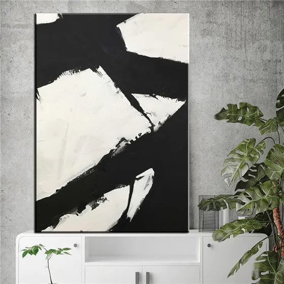 Modern Black & White Plant Canvas Poster