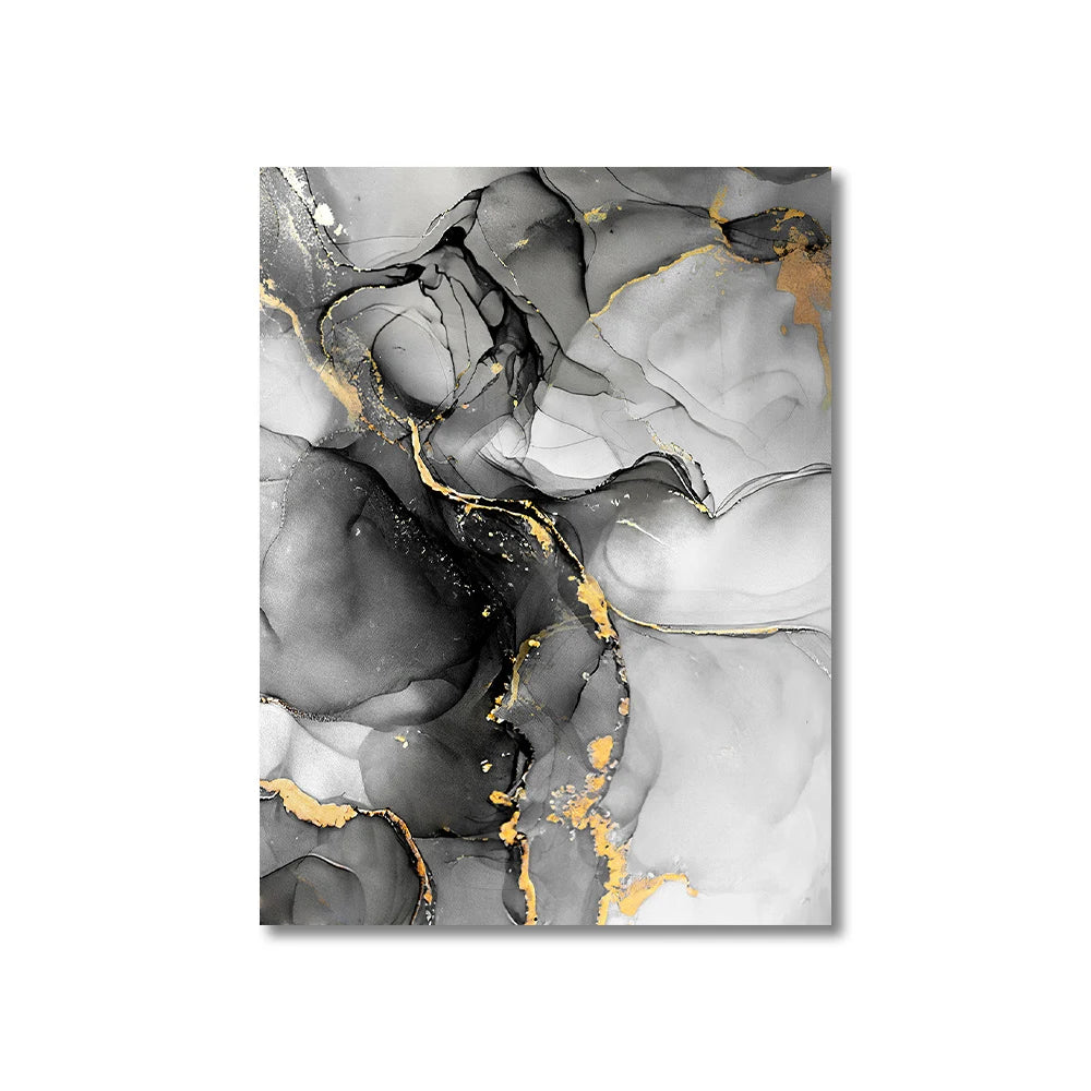 Black & White Gold Marble Canvas Art