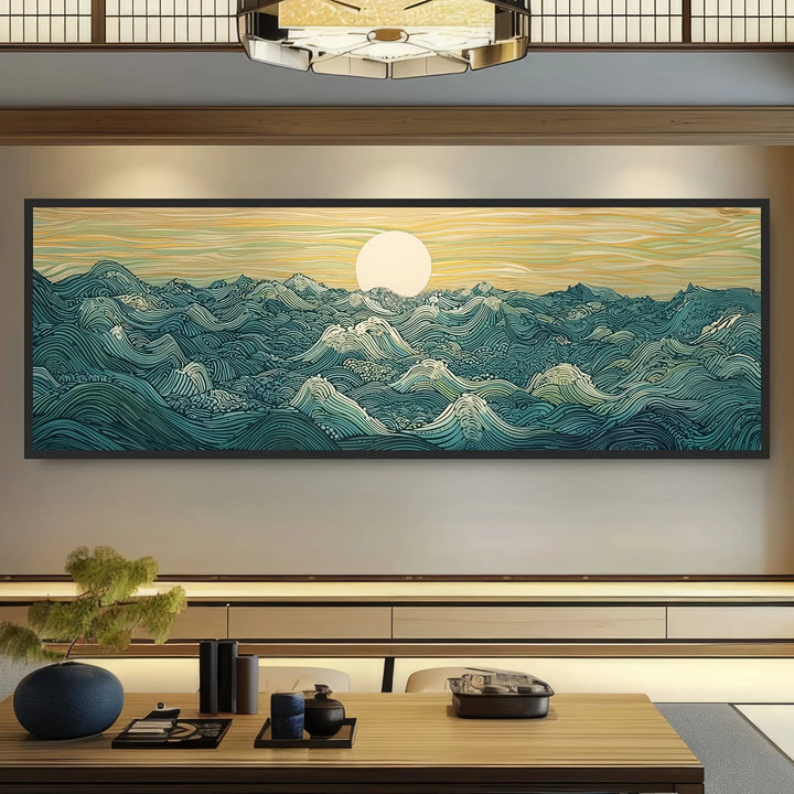Moon & Waves Ukiyo-e Canvas Poster