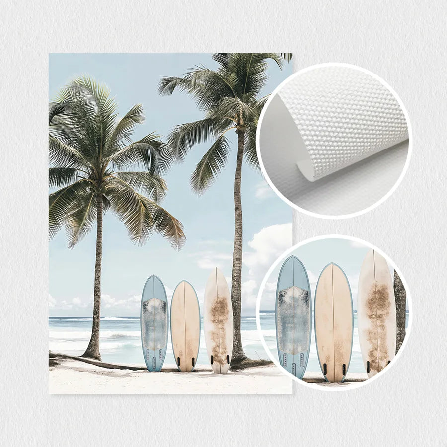 3-Piece Tropical Surfboard Canvas Set