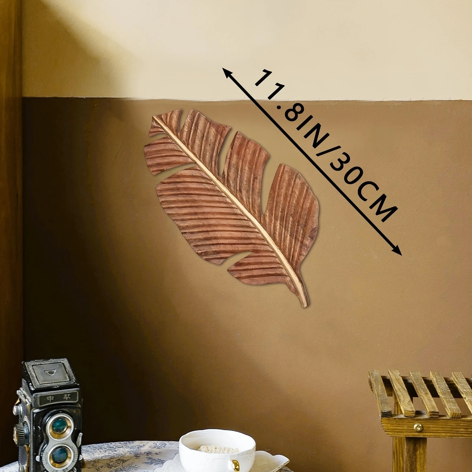 3Pcs 2D Flat Wooden Leaves Wall Art