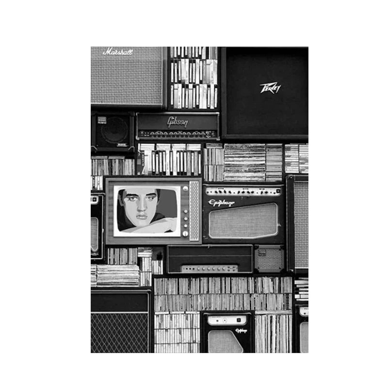 Black & White Music Records Canvas Poster