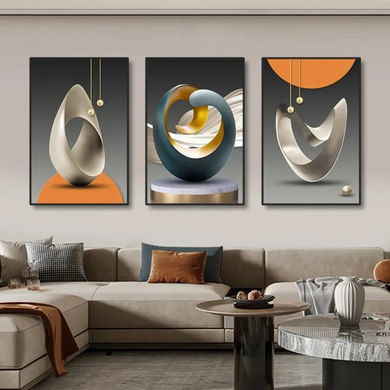 3Pcs Geometric Abstract Canvas Art