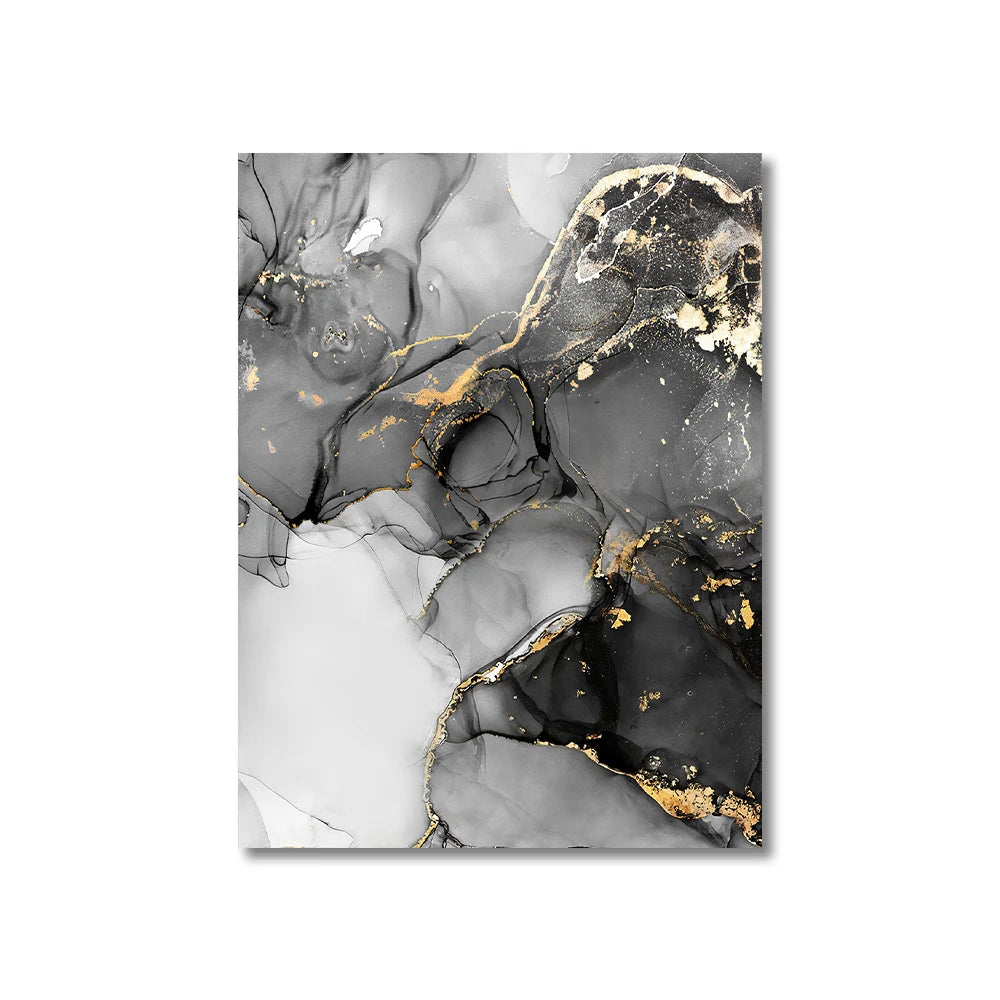 Black & White Gold Marble Canvas Art