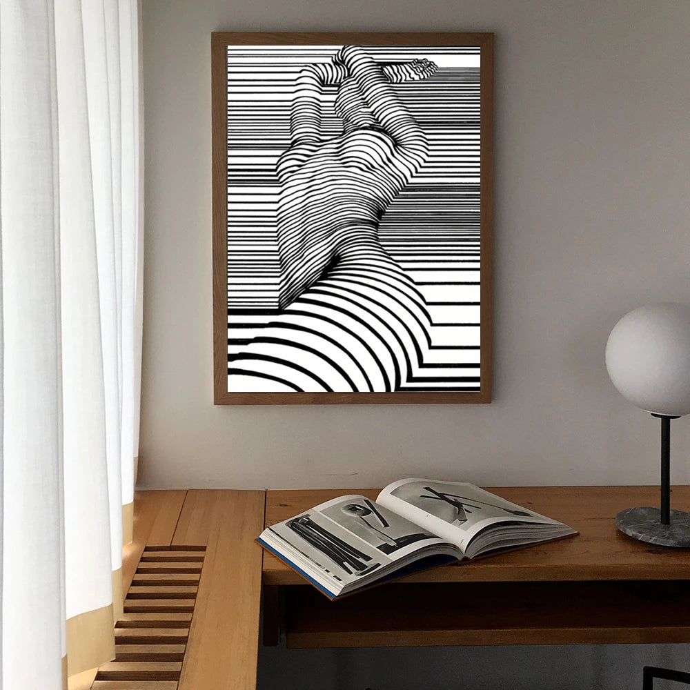 Black & White Nude Woman Canvas Poster