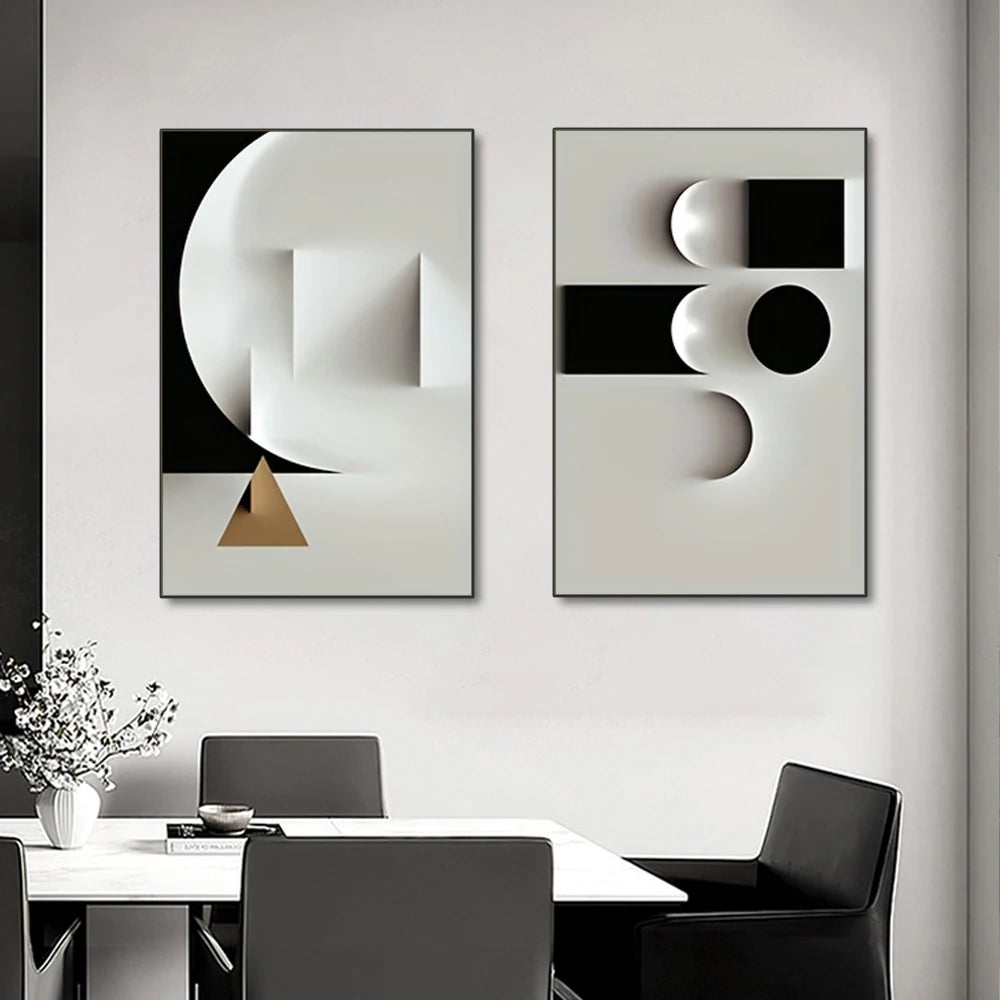 Black & White Geometric Abstract Canvas Poster
