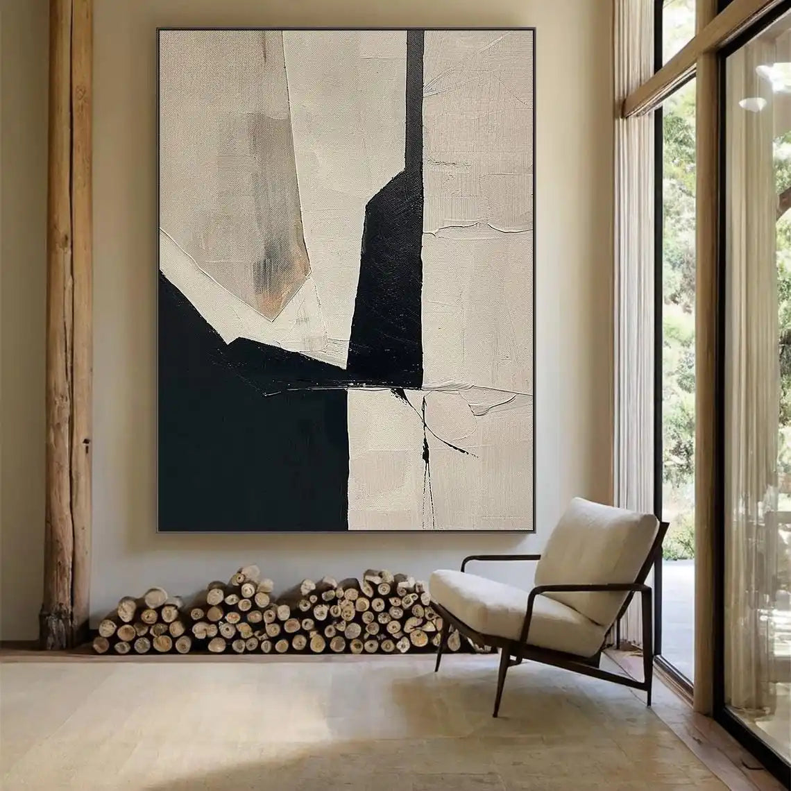 Beige Textured Abstract Canvas
