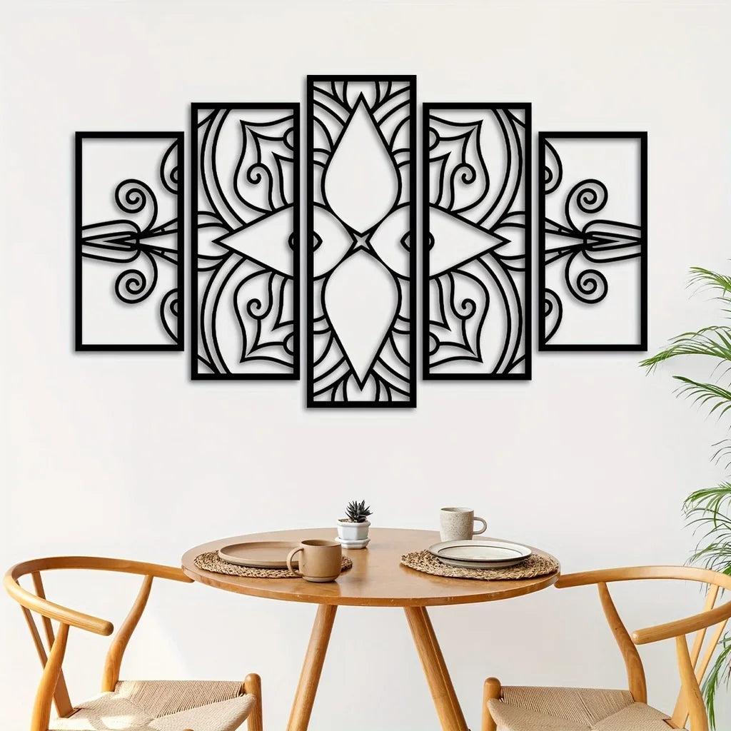 Mandala Metal Wall Art – 5-Piece Set