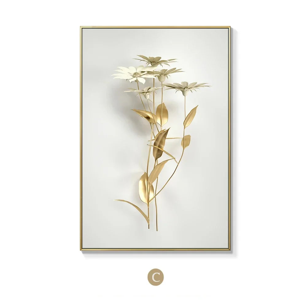 Scandinavian Gold Botanical Wall Art