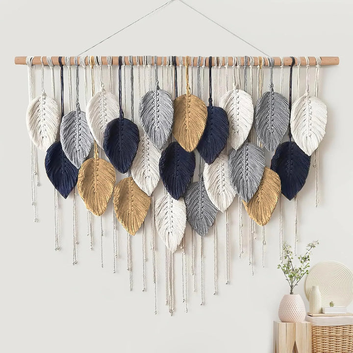 Macrame Leaf Feather Wall Hanging