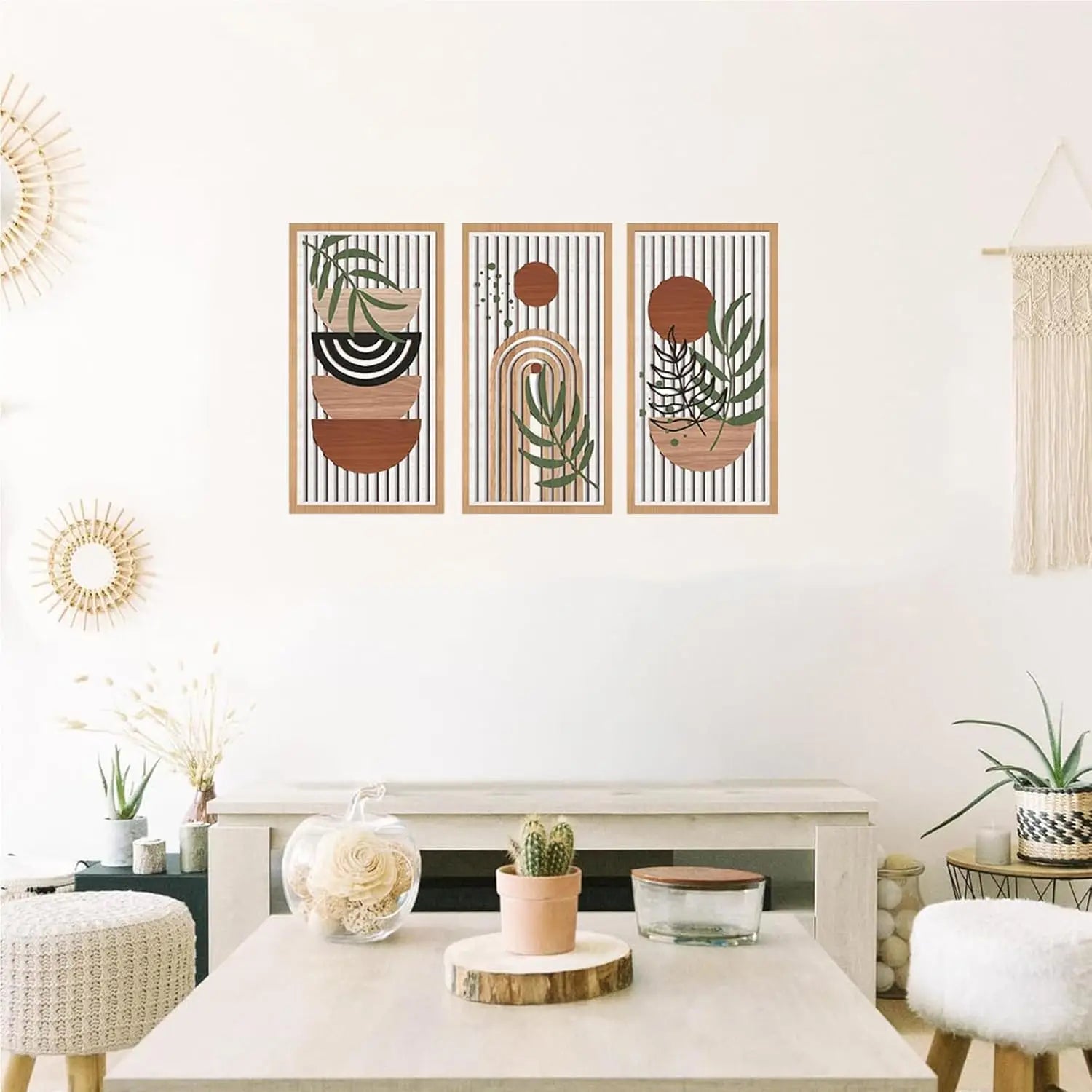 3Pcs Bohemian Wooden Wall Art