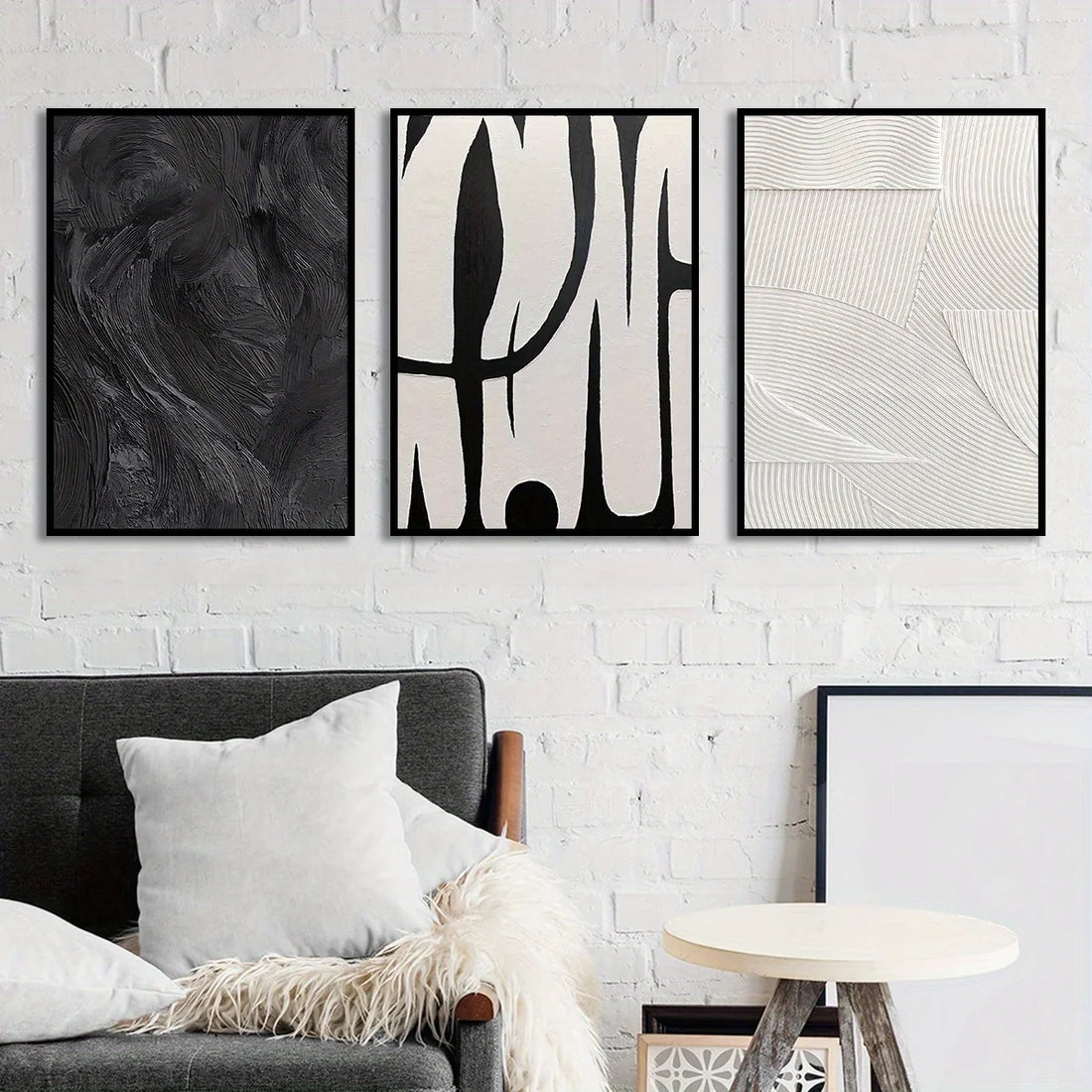 3PCS Black White Abstract Canvas Set