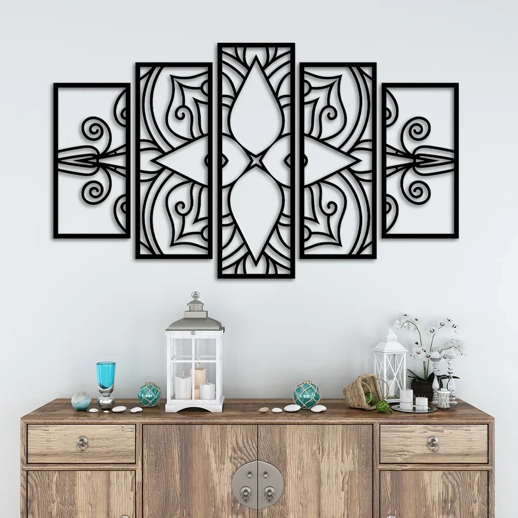 Mandala Metal Wall Art – 5-Piece Set