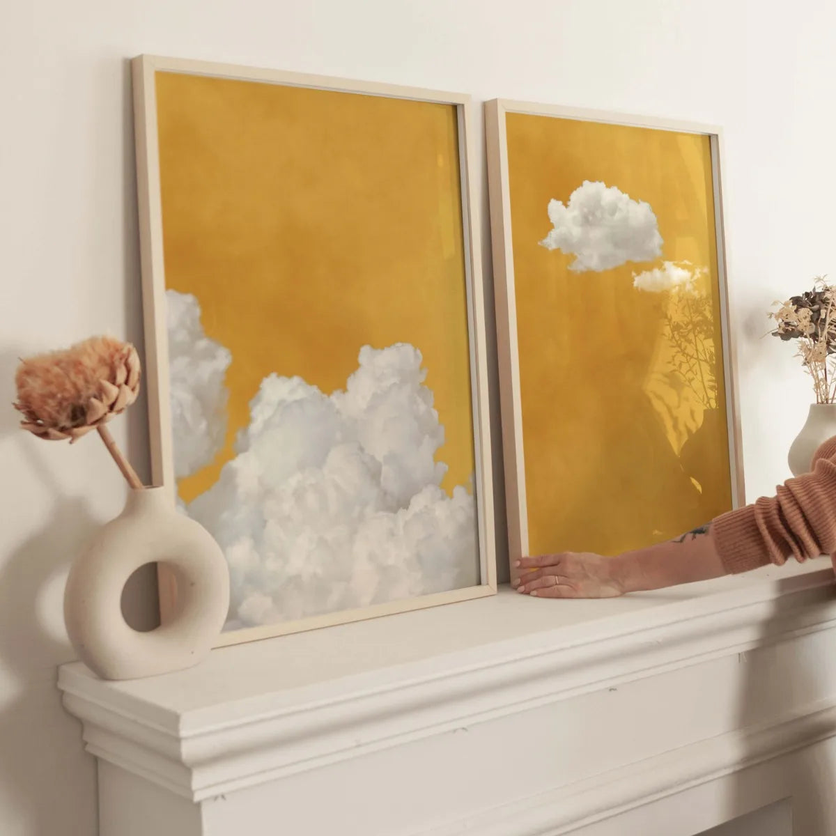 2PCS Mustard Cloud Canvas Art Set