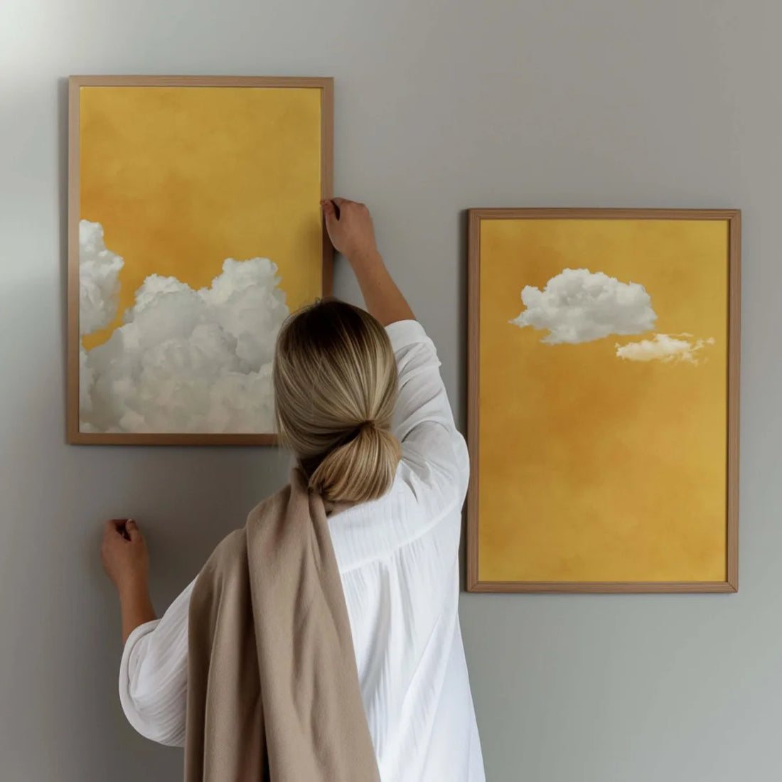 2PCS Mustard Cloud Canvas Art Set
