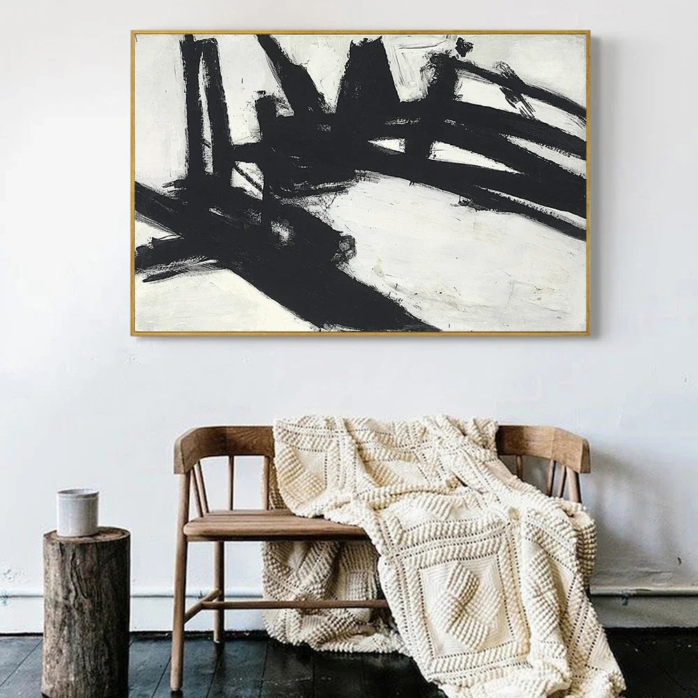 Modern Black & White Plant Canvas Poster