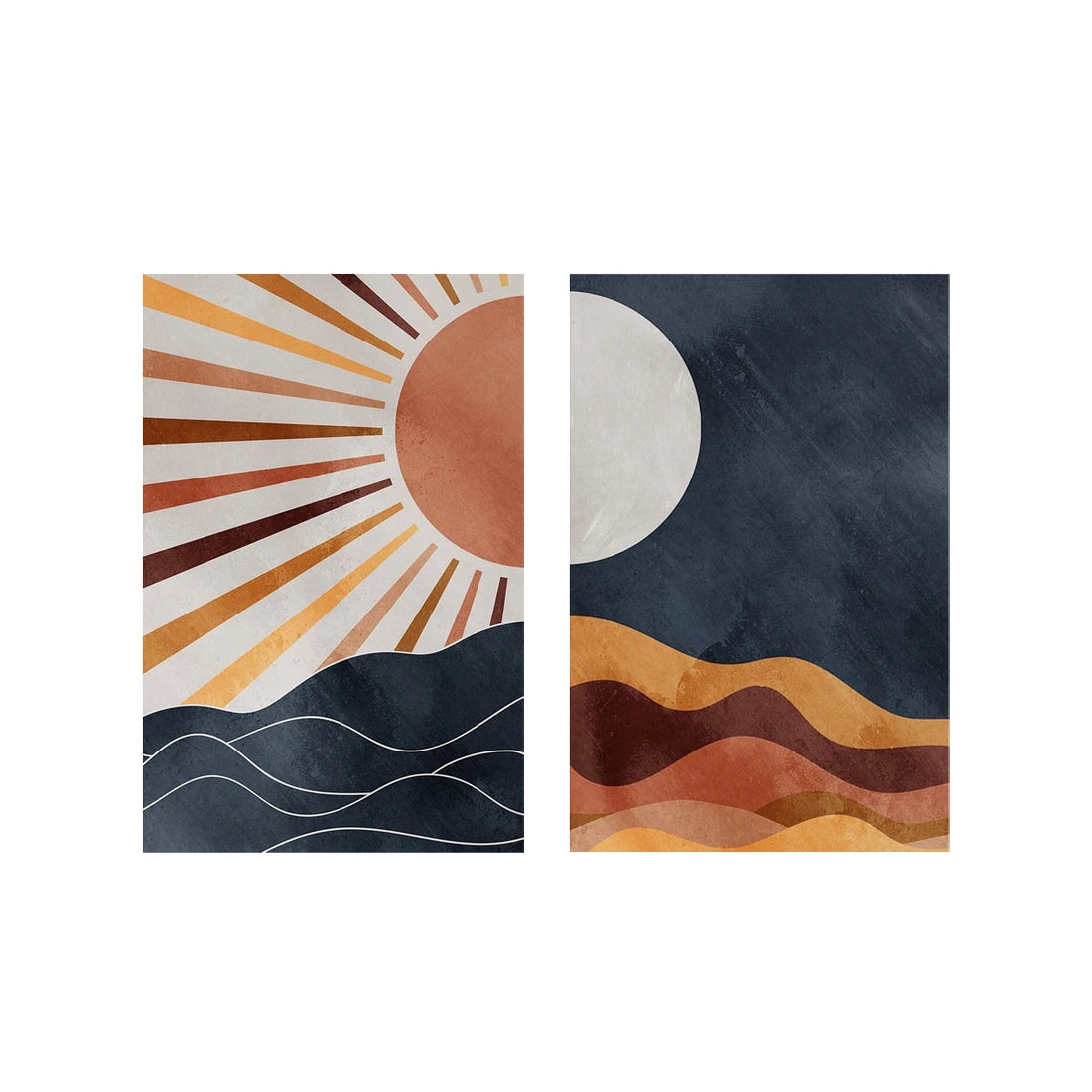 2PCS Boho Sun Moon Canvas Set