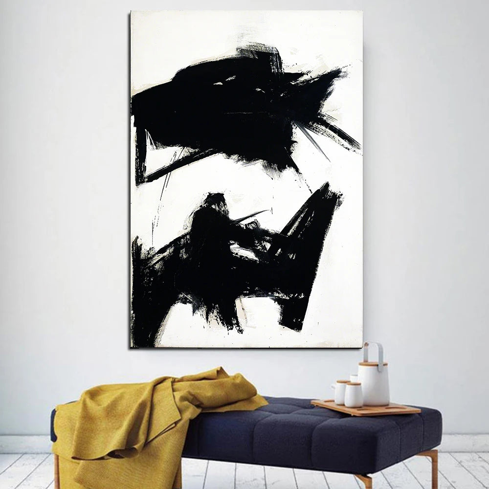 Modern Black & White Plant Canvas Poster
