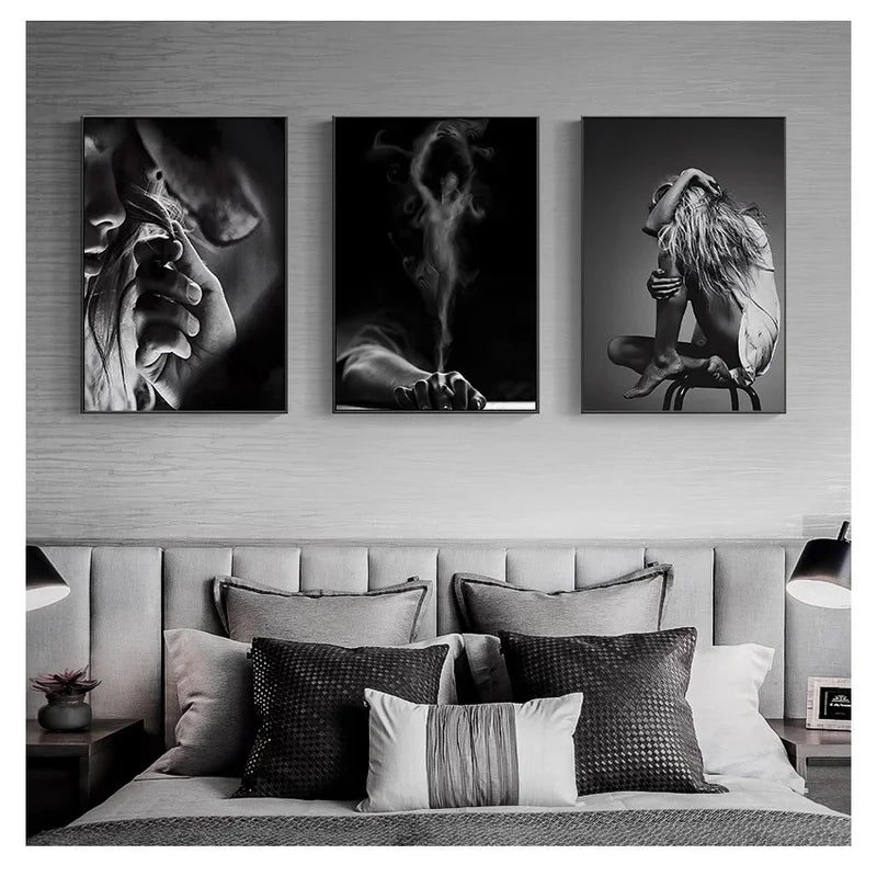 Nordic Girl Black & White Canvas Poster