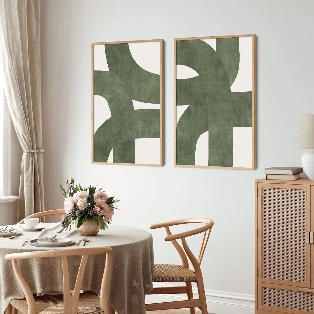 2PCS Green Boho Abstract Canvas Set