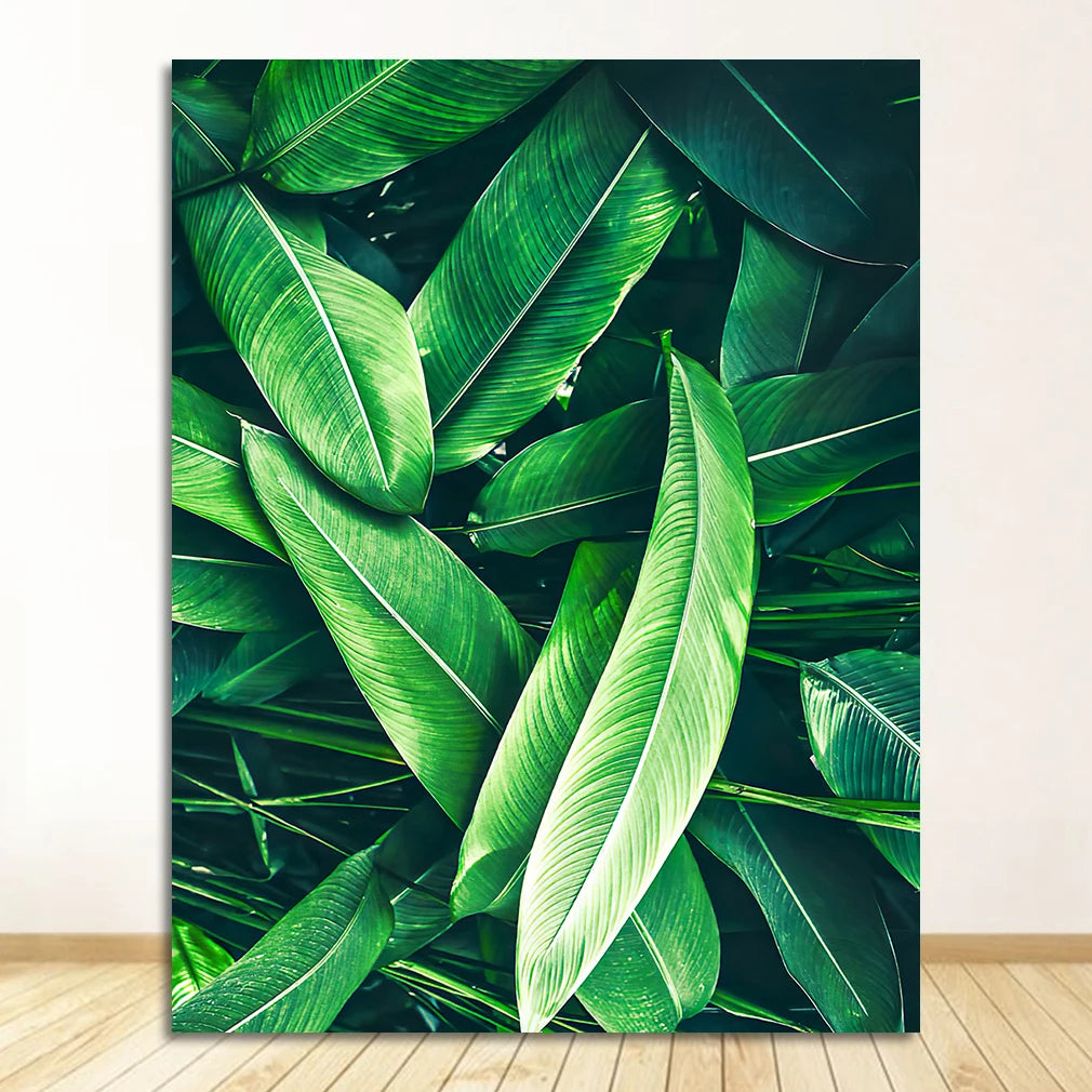 Green Monstera Palm Leaf Canvas Print