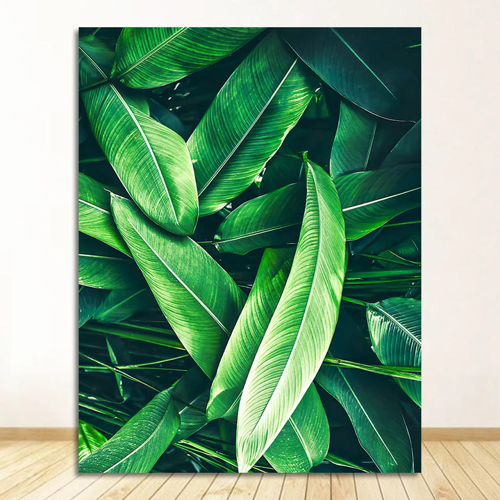 Green Monstera Palm Leaf Canvas Print