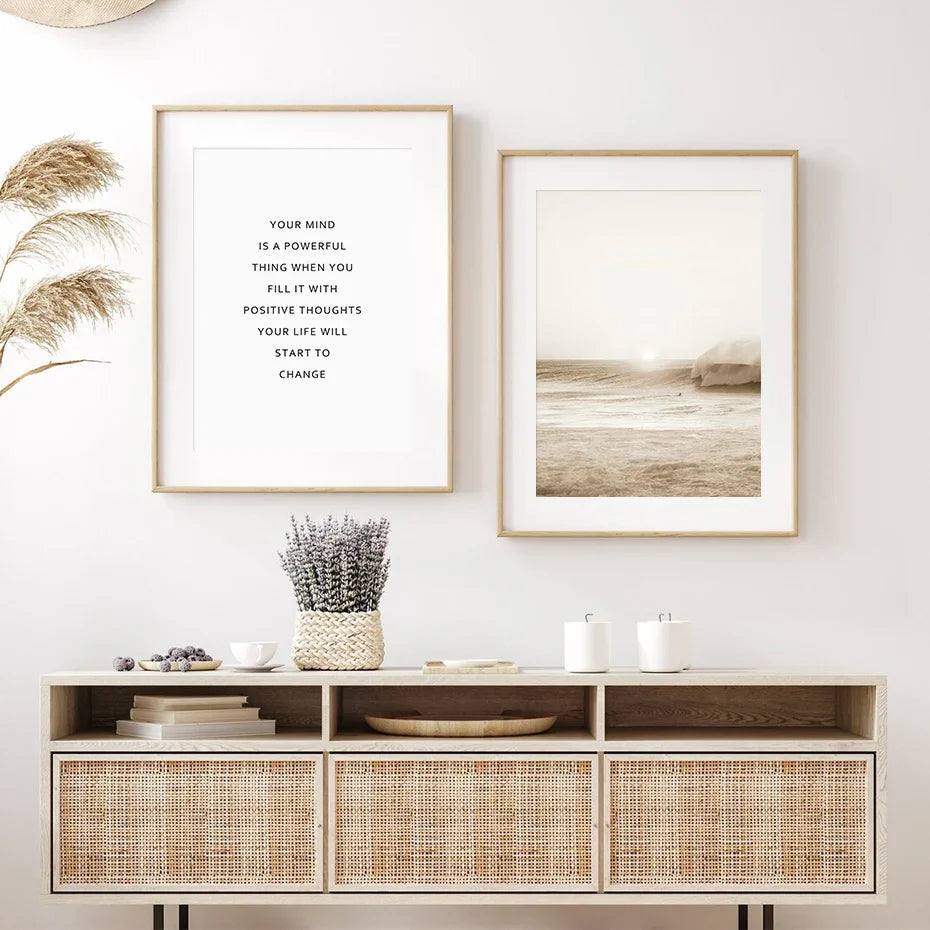Beige Abstract Line Art Canvas Print