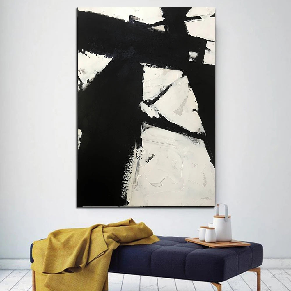 Modern Black & White Plant Canvas Poster