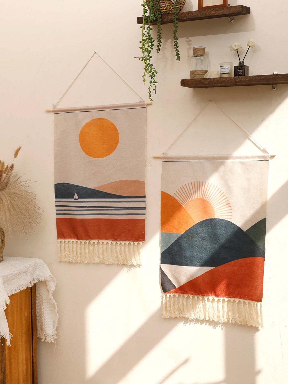 Boho Linen Tapestry Wall Hanging