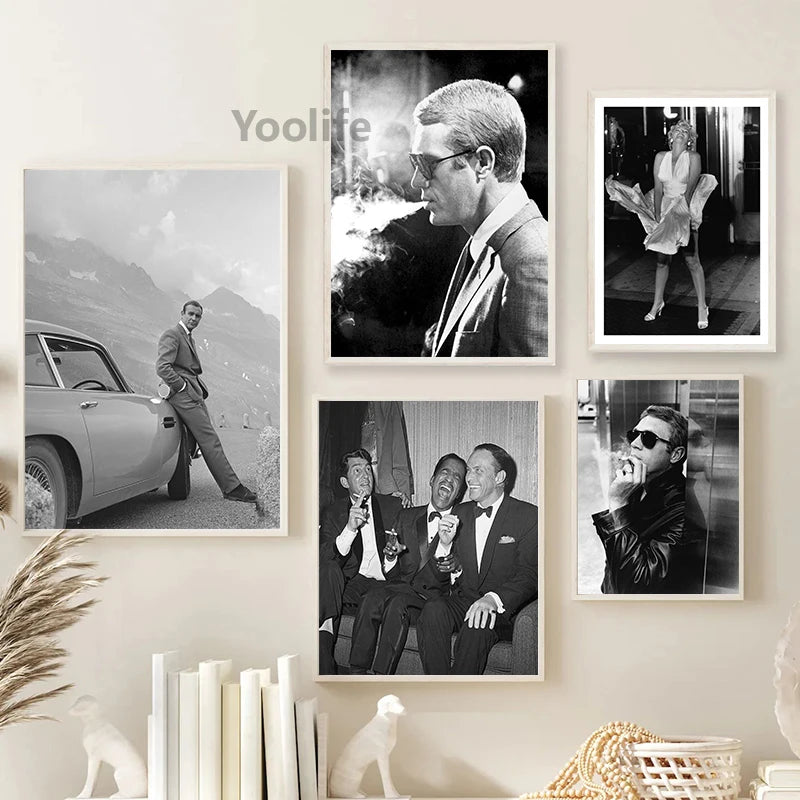 Black & White Movie Star Canvas Poster