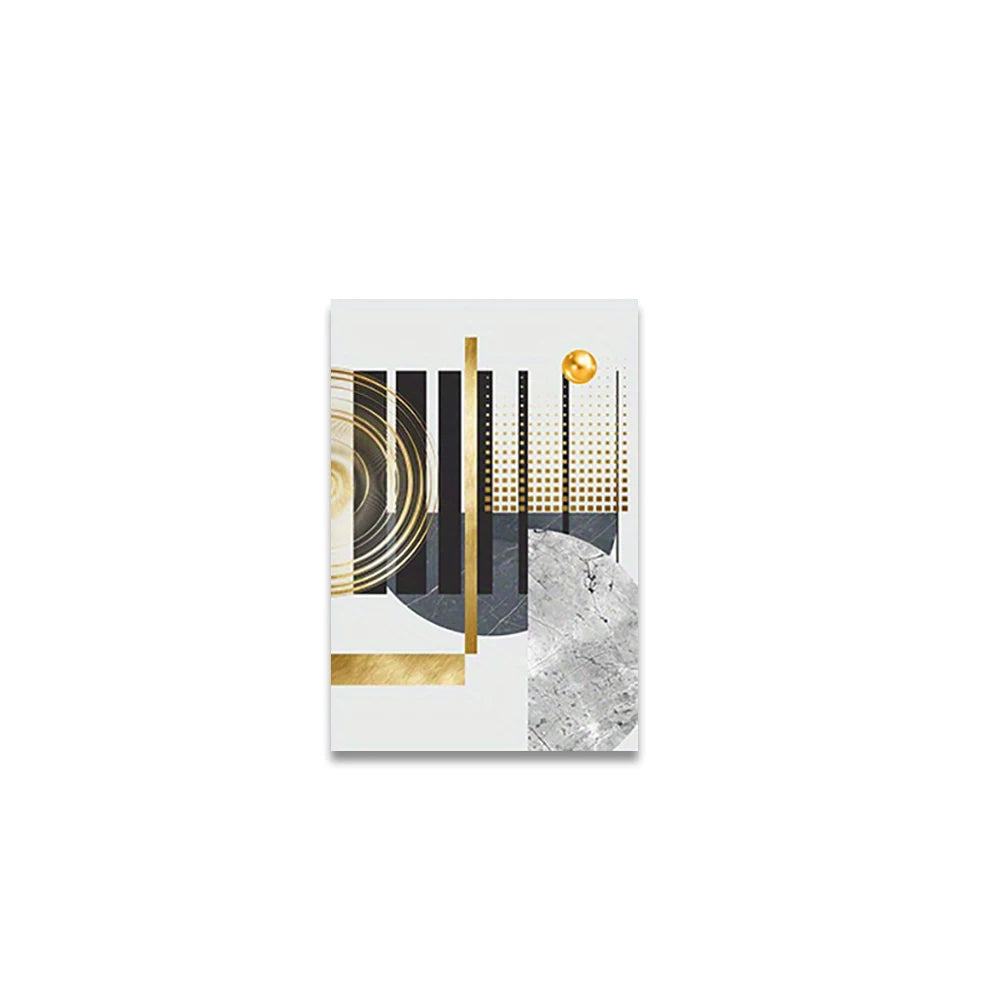3PCS Gold Geometric Abstract Canvas Set