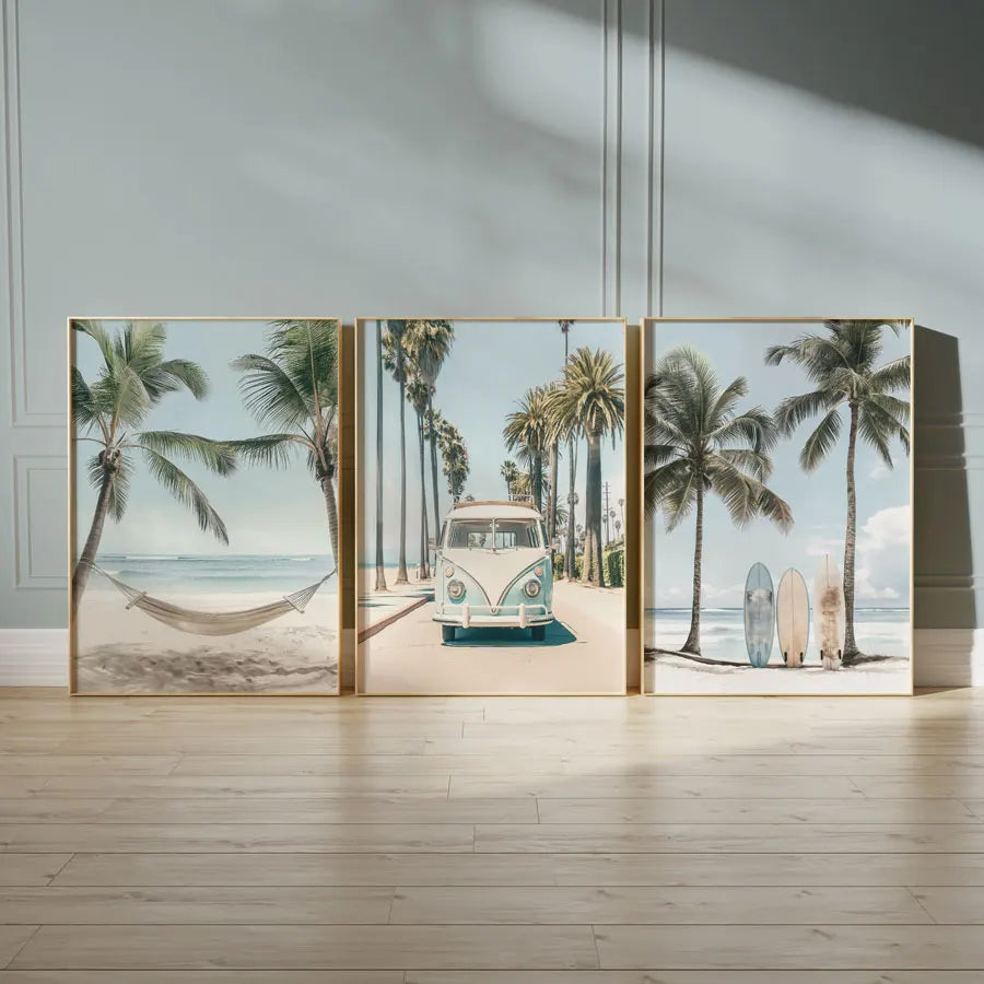 3-Piece Tropical Surfboard Canvas Set