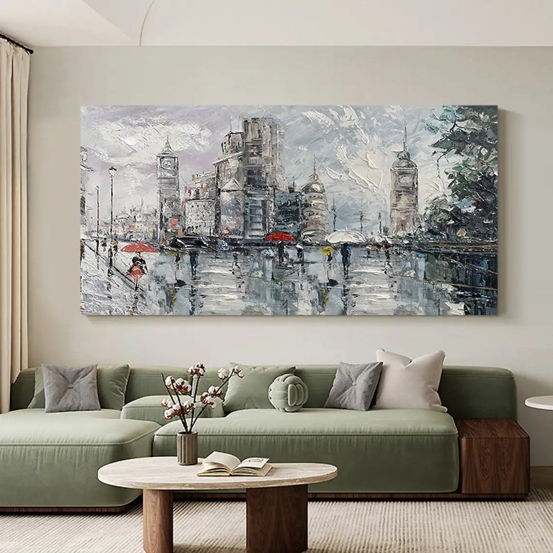 Abstract Cityscape Oil Painting Canvas